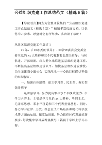 公益组织党建工作总结范文（精选5篇）