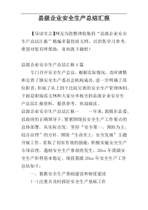 县级企业安全生产总结汇报