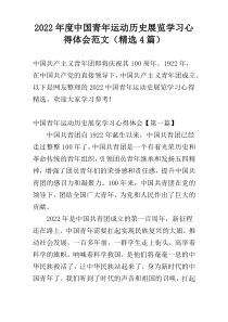 2022年度中国青年运动历史展览学习心得体会范文（精选4篇）