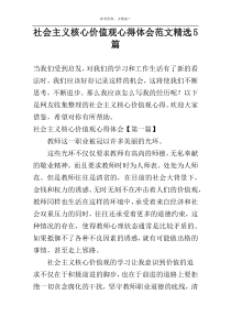 社会主义核心价值观心得体会范文精选5篇