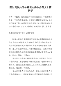 医生民族共同体意识心得体会范文5篇例子