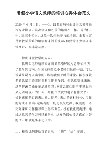 暑假小学语文教师的培训心得体会范文