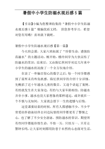 暑假中小学生防溺水观后感5篇