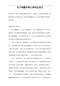 关于唤醒护理心得体会范文