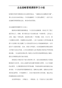 企业战略管理课程学习小结