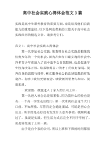 高中社会实践心得体会范文3篇