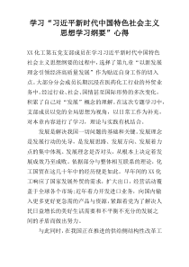 学习“习近平新时代中国特色社会主义思想学习纲要”心得