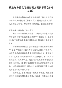 精选财务的实习报告范文范例多篇【参考5篇】