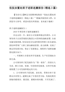 优抚安置处班子述职述廉报告（精选3篇）