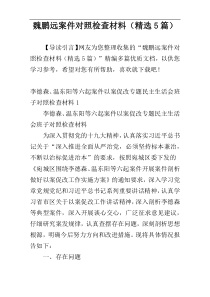 魏鹏远案件对照检查材料（精选5篇）