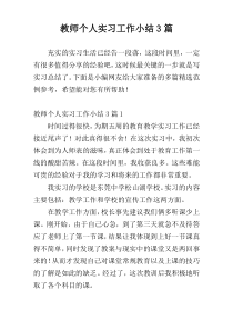 教师个人实习工作小结3篇