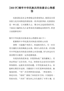 [800字]铸牢中华民族共同体意识心得感悟