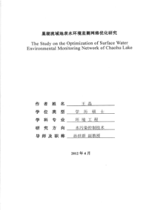 巢湖流域地表水环境监测网络优化研究