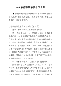 小学教师继续教育学习总结