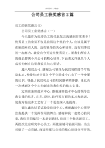 公司员工获奖感言2篇