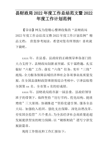 县财政局2022年度工作总结范文暨2022年度工作计划范例