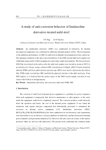 A study of anti-corrosion behavior of Imidazoline 