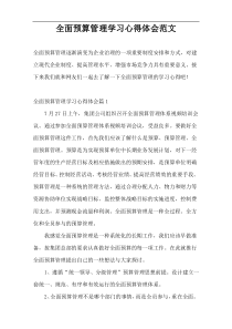 全面预算管理学习心得体会范文