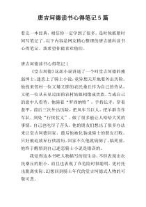 唐吉坷德读书心得笔记5篇