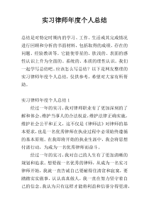 实习律师年度个人总结