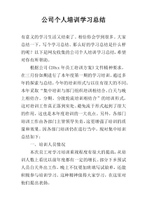 公司个人培训学习总结