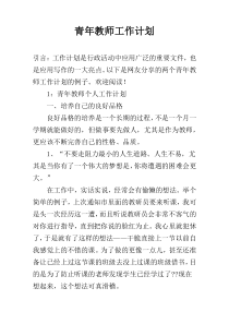 青年教师工作计划