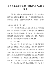 关于大学实习报告范文样例汇总【实用5篇】