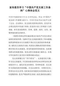 宣传委员学习“中国共产党支部工作条例”心得体会范文