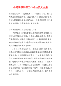 公司客服助理工作总结范文合集