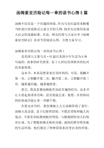 汤姆索亚历险记每一章的读书心得5篇