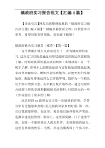 镇政府实习报告范文【汇编4篇】