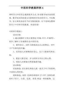 中班科学教案样例4