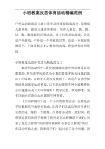 小班教案反思体育活动精编范例