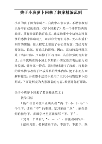 关于小班萝卜回来了教案精编范例