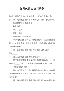 公司欠款协议书样例