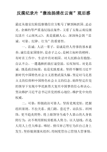 反腐纪录片“激浊扬清在云南”观后感