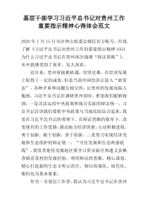 基层干部学习习近平总书记对贵州工作重要指示精神心得体会范文