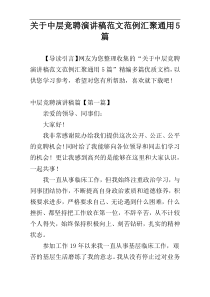 关于中层竞聘演讲稿范文范例汇聚通用5篇