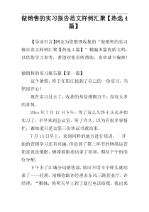 做销售的实习报告范文样例汇聚【热选4篇】