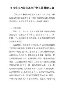 实习生实习报告范文样例多篇最新5篇