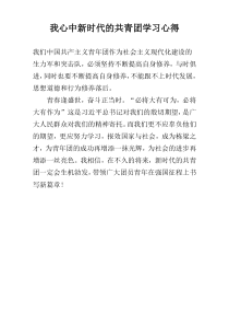 我心中新时代的共青团学习心得