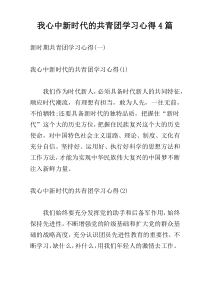 我心中新时代的共青团学习心得4篇