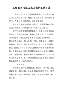 工程的实习报告范文范例汇聚5篇