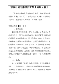 精编计划方案样例汇聚【实用4篇】