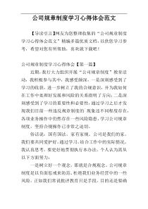 公司规章制度学习心得体会范文