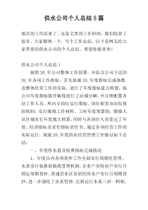 供水公司个人总结5篇