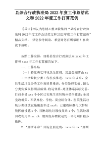 县综合行政执法局2022年度工作总结范文和2022年度工作打算范例