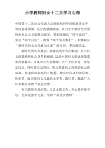 小学教师妇女十二大学习心得