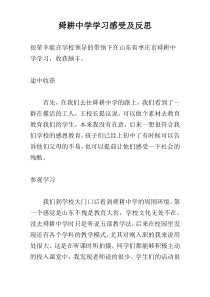 舜耕中学学习感受及反思