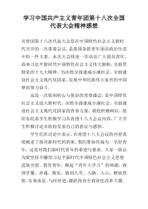 学习中国共产主义青年团第十八次全国代表大会精神感想